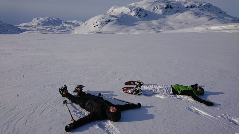 Taking a rest after a long hike over Norway's mountains